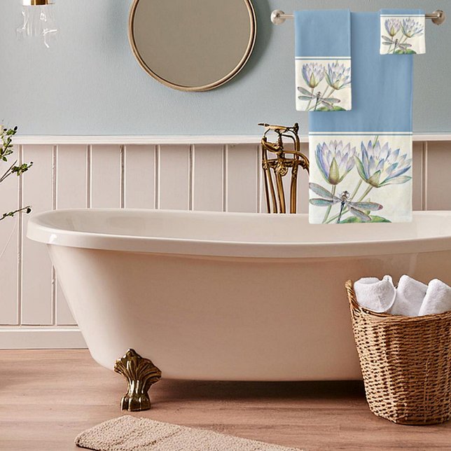 Conjunto de toalhas de lótus e libélulas (Criador carregado)