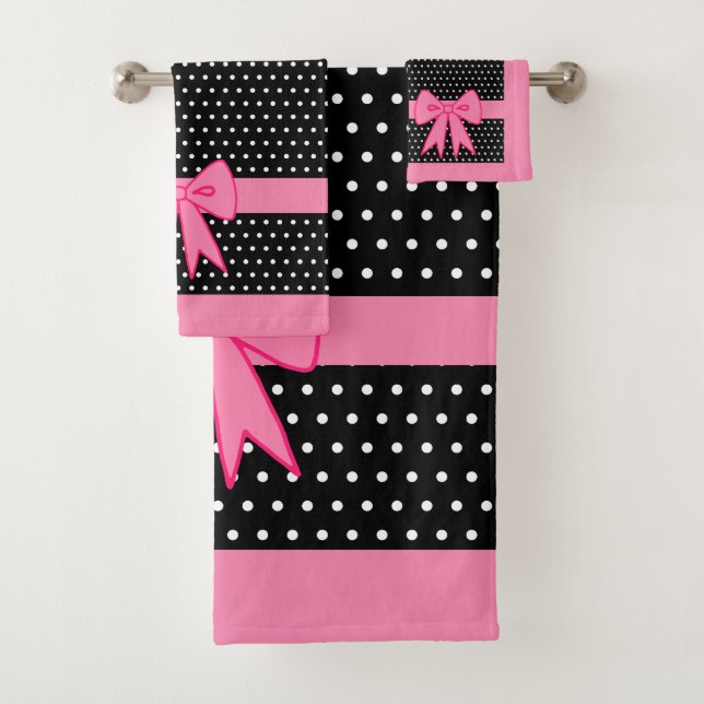 Conjunto de Toalhas de Mão de Banho com Laço Rosa (Insitu)