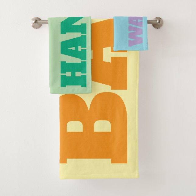 Conjunto de toalhas de mão e banho com texto gráfi (Insitu)