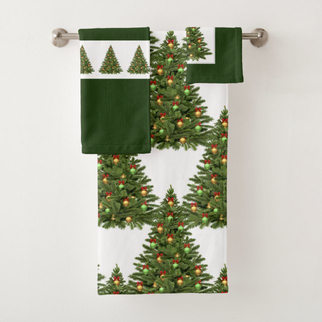 Conjunto de Toalhas de Natal Árvore Verde e Branco (Insitu)