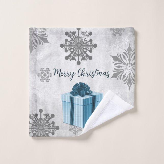 Conjunto de Toalhas de Natal Azul para Presente (Pano de lavar)