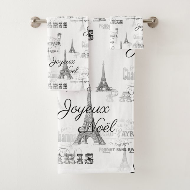 Conjunto de Toalhas de Natal de Noel B&W Paris Joy (Insitu)