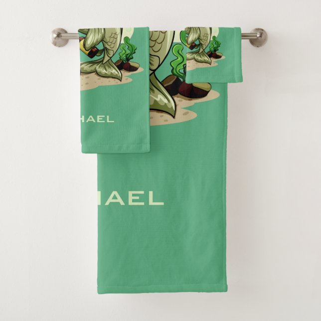 Conjunto de toalhas de nome personalizado de peixe (Insitu)