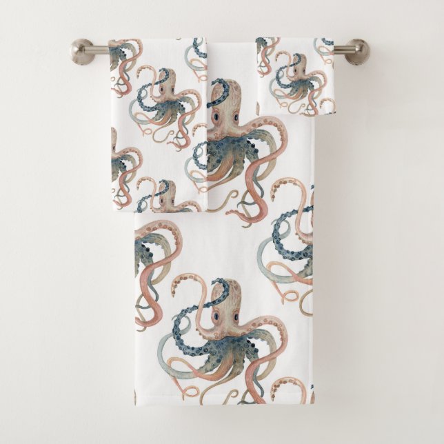 Conjunto de Toalhas de Octopus de Cores Aquáticas (Insitu)