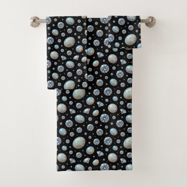 Conjunto de Toalhas de Opalas e Diamantes de Luxo (Insitu)
