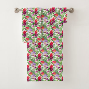 Conjunto de toalhas de orquídeas havaianas