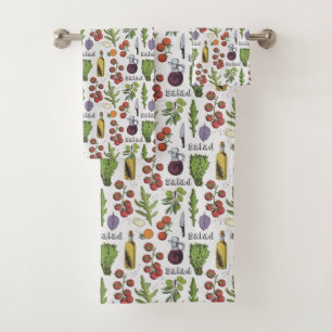 Conjunto de toalhas de padrão de salada