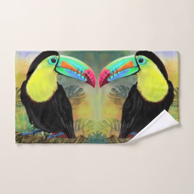 Conjunto de toalhas de pássaros do tucano tropical (Toalha de mão)