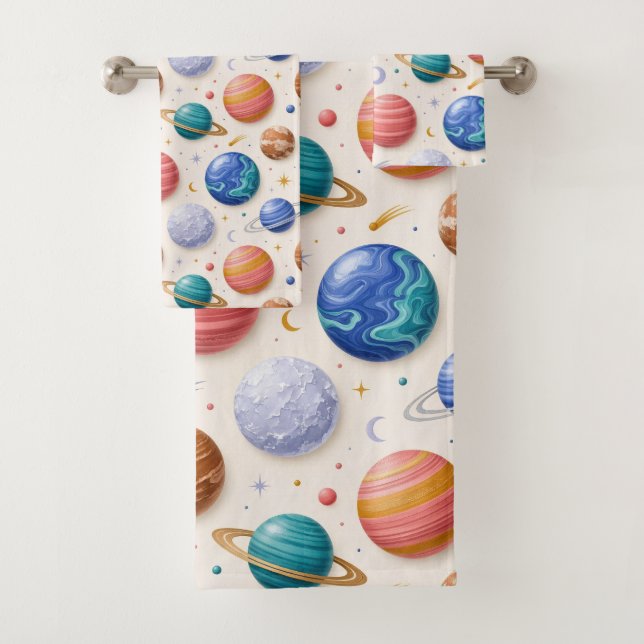 Conjunto de Toalhas de Planetas do Espaço Sideral  (Insitu)