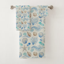 Conjunto de Toalhas de Praia Azul Costeira em Aqua