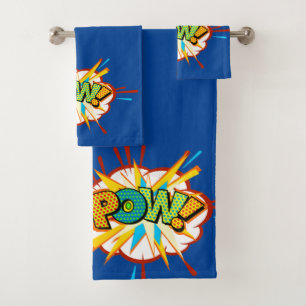 Conjunto de toalhas de super heróis de texto POW 