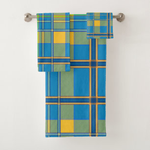 conjunto de toalhas de tartã de xadrez escocês