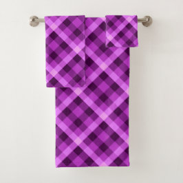 Conjunto de toalhas de Xadrez Roxo da Orquídea Ele