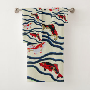 Conjunto De Toalhas Deco Colorido Carpa Natação Decoração Marinha