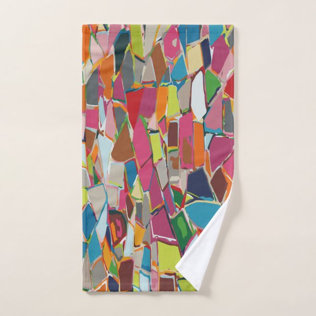 Conjunto De Toalhas Deco Geométrico de Arte Moderna Multicor (Toalha de mão)