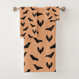 Conjunto De Toalhas Decoração de Halloween Vintage Morcegos Preto Lara