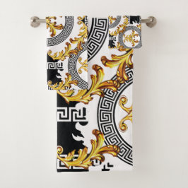 Conjunto De Toalhas Decoração grega em ouro preto