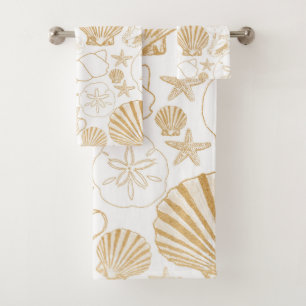Conjunto De Toalhas Decoração temático do banho da praia branca