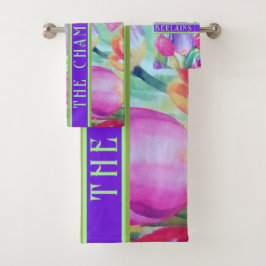 Conjunto De Toalhas Decorativo Floral PINK. Texto