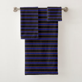 Conjunto De Toalhas Deep Vintage Striped Blue Pattern Bath Towels