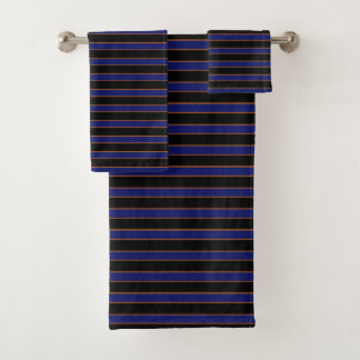 Conjunto De Toalhas Deep Vintage Striped Blue Pattern Bath Towels