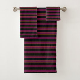 Conjunto De Toalhas Deep Vintage Striped Pink Pattern Bath Towels