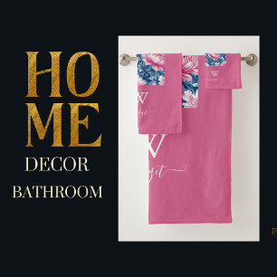 Conjunto De Toalhas delft azul e cor-de-rosa elegante Moderno Floral