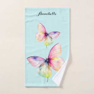 Conjunto De Toalhas Delicar borboleta rosa nas cores do cotovelo paste
