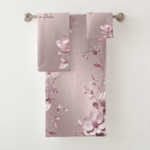 Delicate Pink Floral Towel Set
