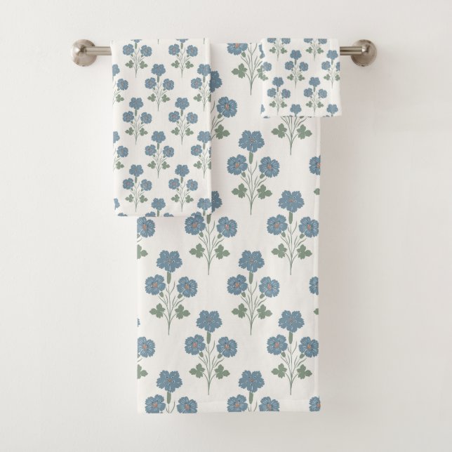 Conjunto De Toalhas Denim Empoeirado & Botânico de Pêssego (Insitu)