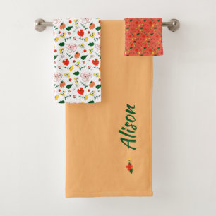 Conjunto De Toalhas Denominação do banho vermelho branco verde de flor