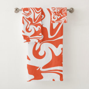 Conjunto De Toalhas Derramar - Laranja e Branco