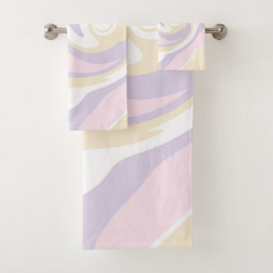 Conjunto De Toalhas Derramar - Rosa Pastel, Amarelo e Roxo