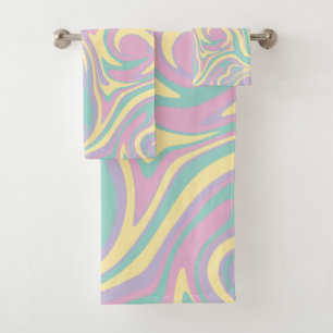 Conjunto De Toalhas Derramar - Rosa Pastel, Amarelo, Roxo e Verde