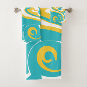 Conjunto De Toalhas Derramar - Turquesa e amarelo