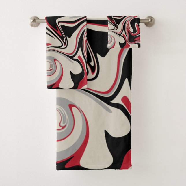 Conjunto De Toalhas Derramar - Vermelho, Cinza, Preto e Branco Osso (Insitu)