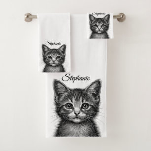 Conjunto De Toalhas Desenho Adorável de Young Cat Personal