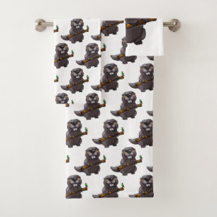 Conjunto De Toalhas desenho animado de castor bonito