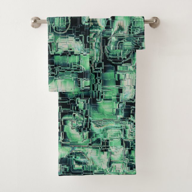 Conjunto De Toalhas Desenho de abstrato em mosaico esculpido em tons d (Insitu)