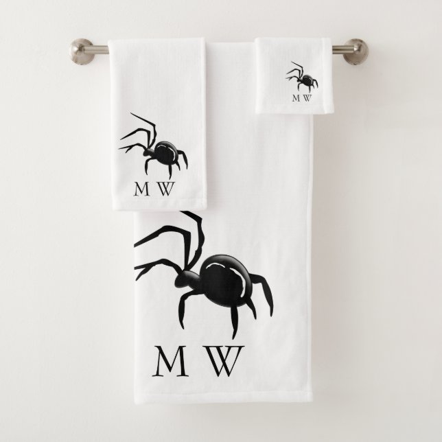 Conjunto De Toalhas Desenho de Aranha Monogramado (Insitu)