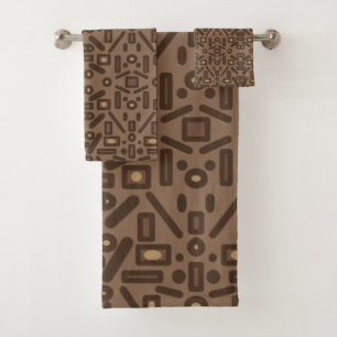 Conjunto De Toalhas Desenho de Arte de Padrão Abstrato Tribal do Sudoe