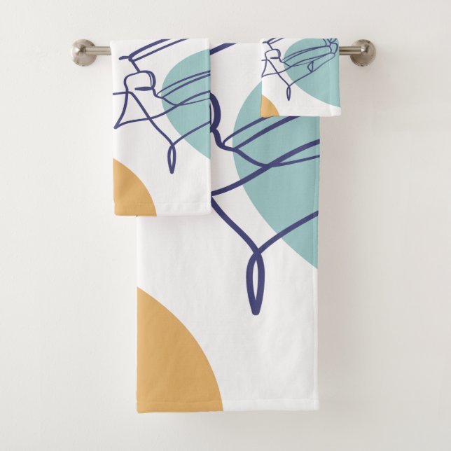 Conjunto De Toalhas desenho de arte linear de pôster de mulher bebendo (Insitu)