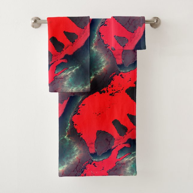 Conjunto De Toalhas desenho de elefante vermelho-abstrato, efeito muit (Insitu)