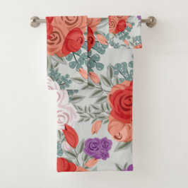 Conjunto De Toalhas Desenho de Flor em Aquarela Vintage