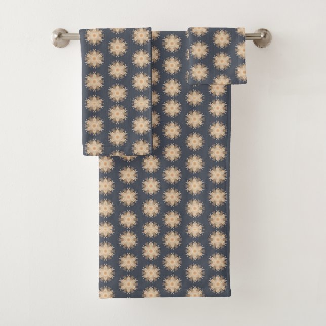 Conjunto De Toalhas Desenho de Linha Simétrica Com Cores Castanhas Ter (Insitu)