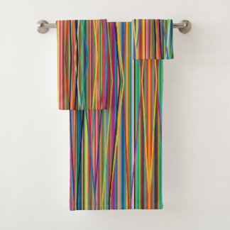 Conjunto De Toalhas desenho de listras abstratas coloridas