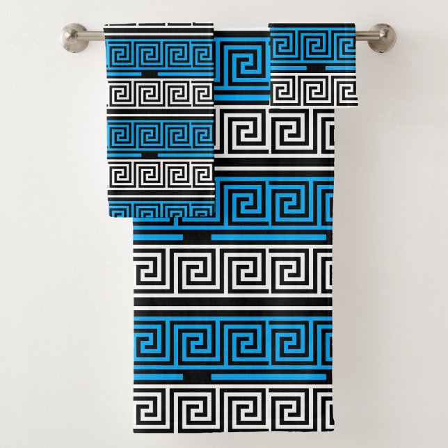 Conjunto De Toalhas Desenho de padrão de frete de chave grega branca p (Criador carregado)
