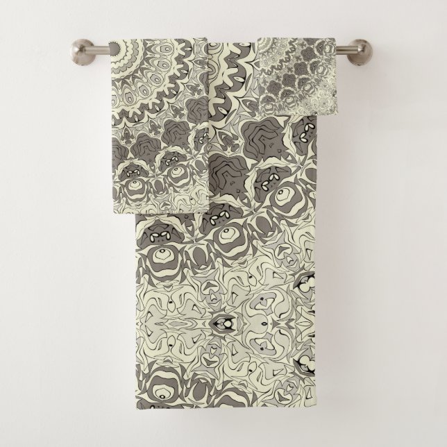 Conjunto De Toalhas Desenho de padrão de mandala bege e castanho (Insitu)