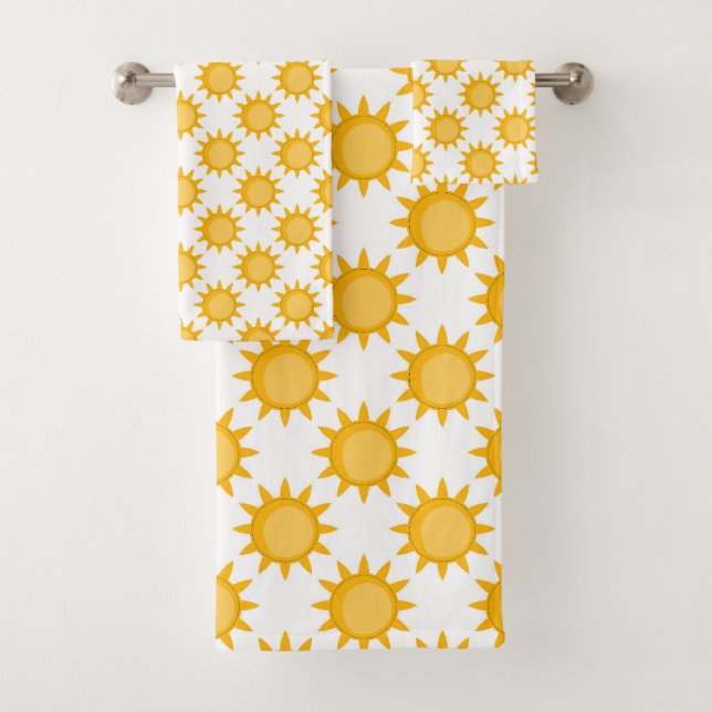 Conjunto De Toalhas Desenho de padrão de sol brilhante em branco  (Insitu)