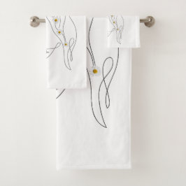 Conjunto De Toalhas Desenho em Linha da Arte da Mulher - Bloom onde vo